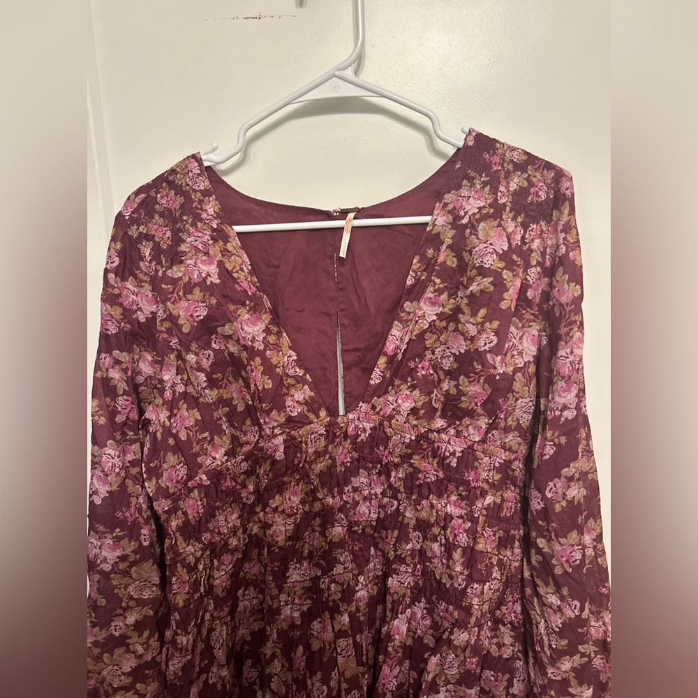 Free People Keep You Long Sleeve Cotton Mini Dress - Picture 3 of 11